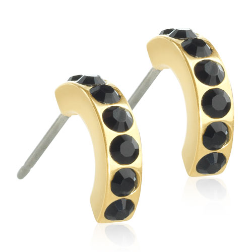Brilliance Curved Black øreringe i titanium på tilbud!