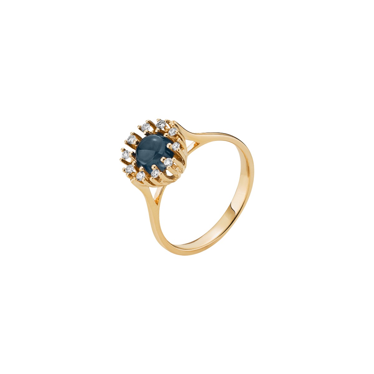 Copenhagen 14 Karat Guld Ring med London Blue Topas og Diamanter
