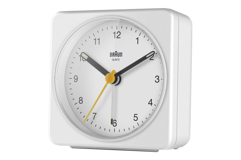 Braun BC03W Alarmur - Kvadratisk Hvid Design til Kontoret