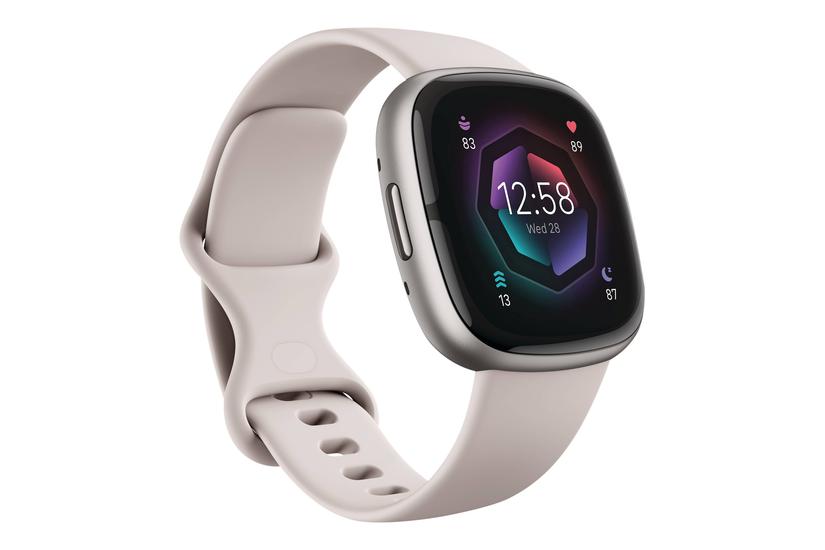 Fitbit Sense 2 Smart Ur i Platin Aluminium med Lunar Hvid Bånd