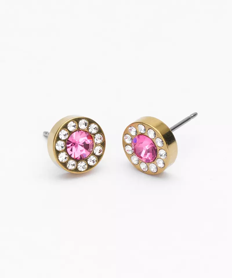Brilliance Halo Crystal Rose Titanium Øreringe - Tilbud!