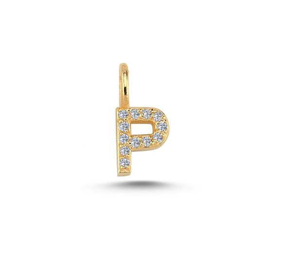 14 Karat Guld Vedhæng Med Diamanter - Bogstav P